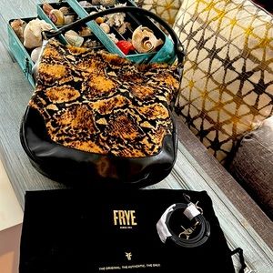 Black Frye Melissa Hobo Leather Animal Print Calf Hair